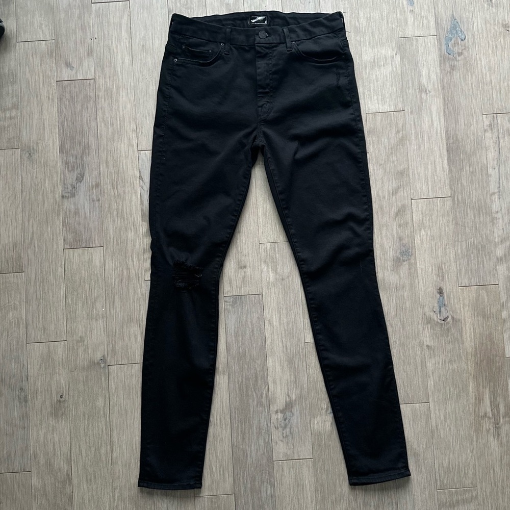 MOTHER High Waisted Looker Black Skinny Jeans 30‎